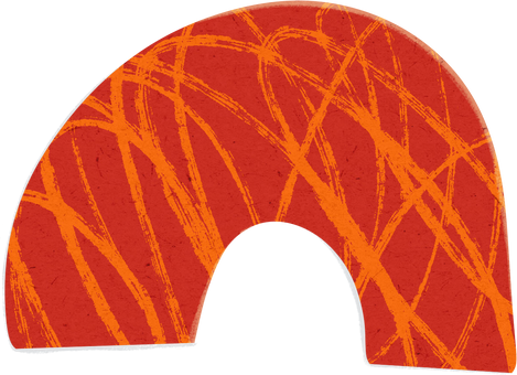 Scribbled Red and Yellow Arched Paper Cut-out
