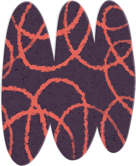 Scribbled Violet and Red Orange Paper Cut-out